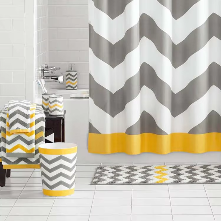Everyday Elegance Chevron Shower Curtain – Yellow & Gray