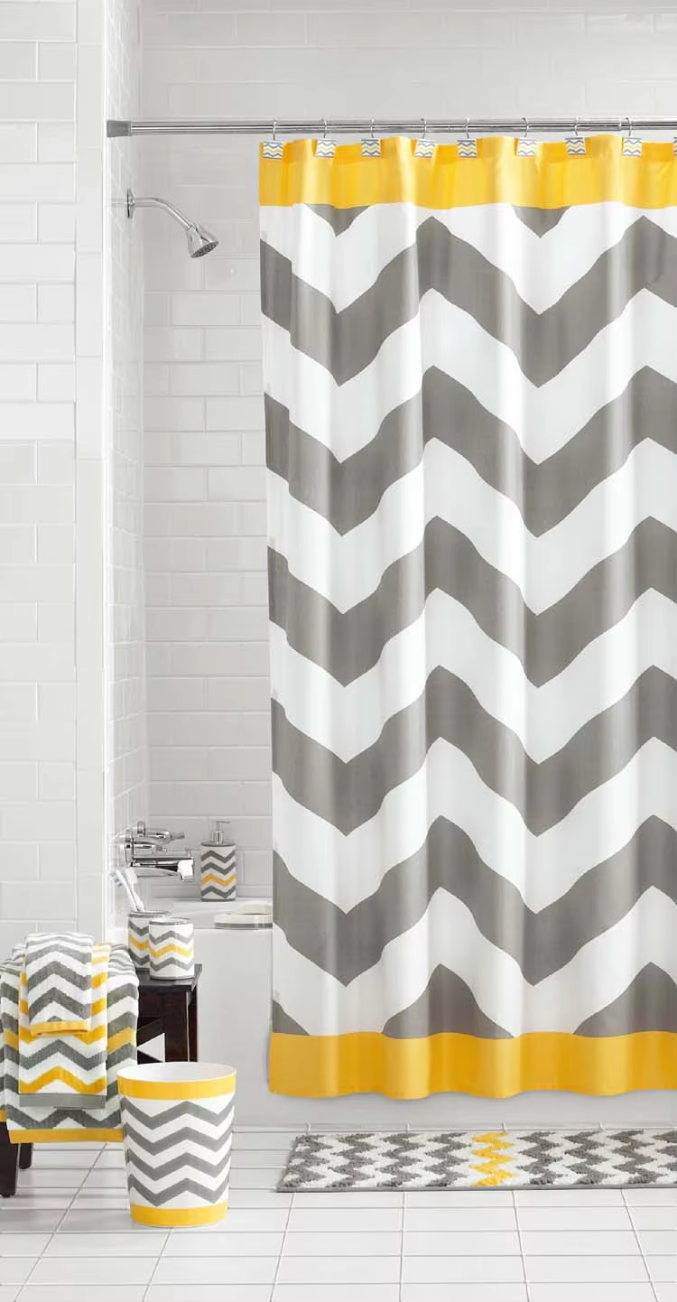 Everyday Elegance Chevron Shower Curtain – Yellow & Gray