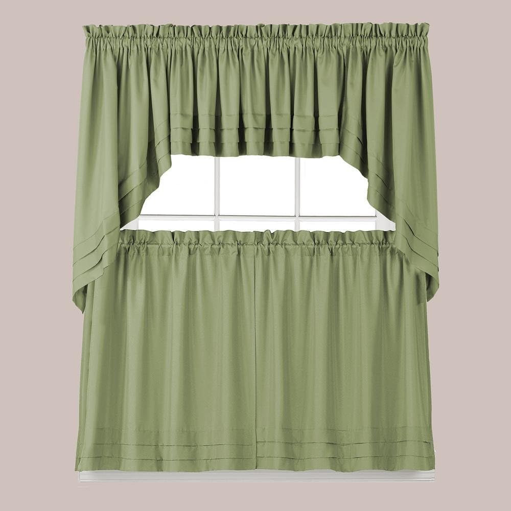 Everyday Elegance sage Kitchen Curtains –  Tier, Swag, or Complete Set