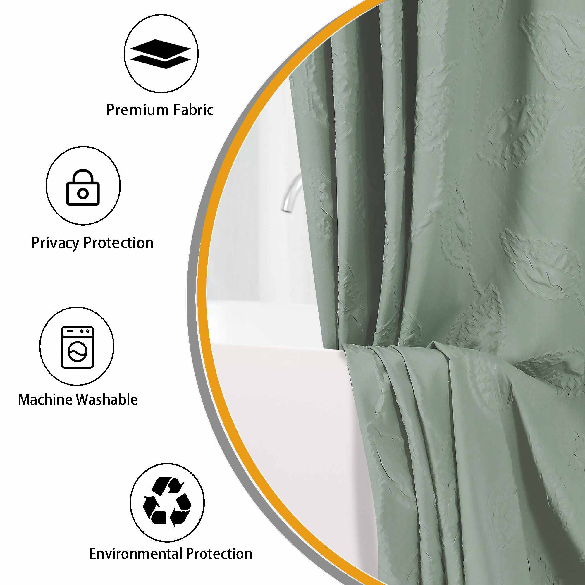 Everyday Elegance Shower Curtain – 182x182cm - sage