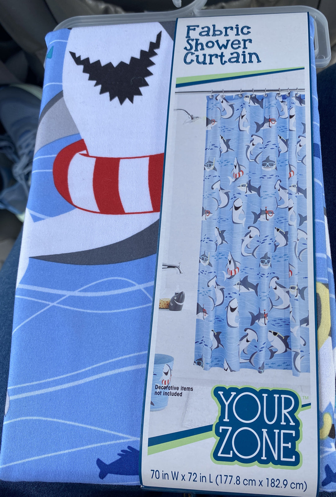 Everyday Elegance Shower Curtain – Shark Pattern - 182x182cm